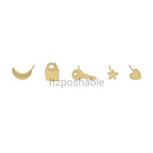 Adornia Goldtone Single Stud Set Unisex